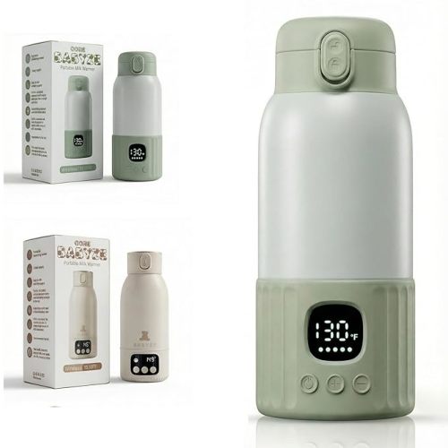 Portable Bottle Warmer 12.8oz – Baby Bottle Warmer for Breast Milk & Formula, Fast Heating with Smart Temperature Control, Long Battery Life, Cordless for Travel, Car & Outdoor Baby Feeding