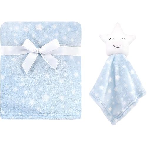Hudson Baby Unisex Baby Plush Blanket with Security Blanket, Star Boy, One Size