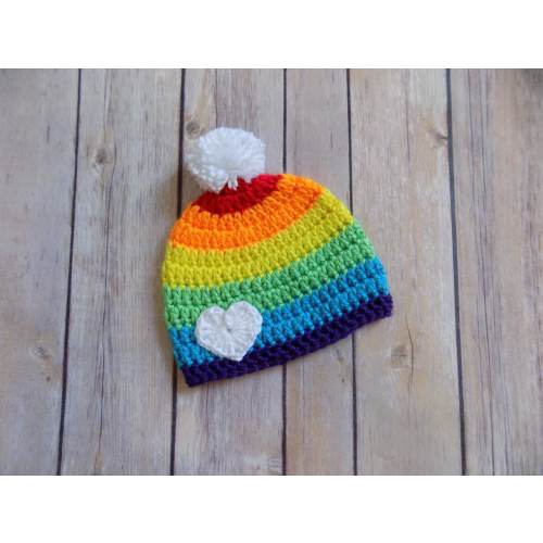 Rainbow Baby Hat, Crochet Baby Rainbow Beanie, Rainbow Baby Boy, Rainbow Baby Girl, Rainbow Baby, Pom Pom Beanie, Rainbow Beanie
