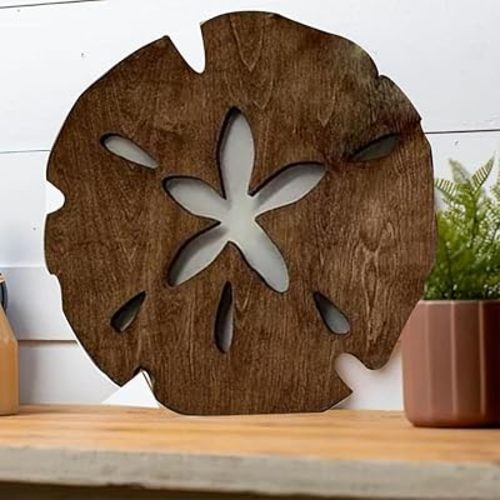 2pcs Wooden Sand Dollar Wall Decor,Summer Coastal Wall Decor Sand Dollars Wall Decor,Wood Round Sand Dollar Wall Art,Outdoor Beach Decor Hanging Decoration for Home Decor (M)