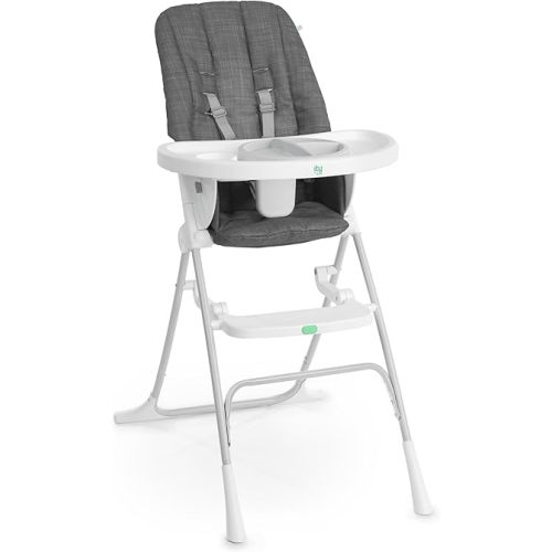Ingenuity: ity by Ingenuity Sun Valley Compact Folding High Chair, Food-Grade Safe Plate, Safety Harness, for Ages 6 Months and Up, Unisex - Grey