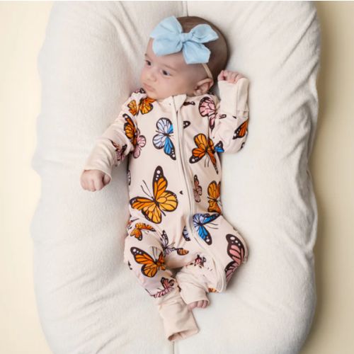 Bamboo Zip Romper | Butterflies