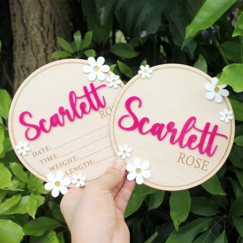 Birth Flower Birth Announcement Sign| Wooden Birth Announcement| Birth Flower Sign| Hospital Newborn Photo Sign| Shower Gift