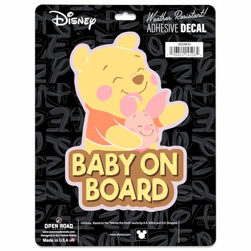 Disney Winnie The Pooh Baby on Board Adhesive Vinyl Decal - Adorable Pooh Car Sticker for Families with Baby on Board