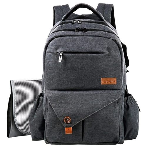 Hap Tim Multi-function Large Baby Diaper Bag Backpack with Stroller Straps, Insulated Bottle Pockets, Changing Pad (Dark Gray-5284)