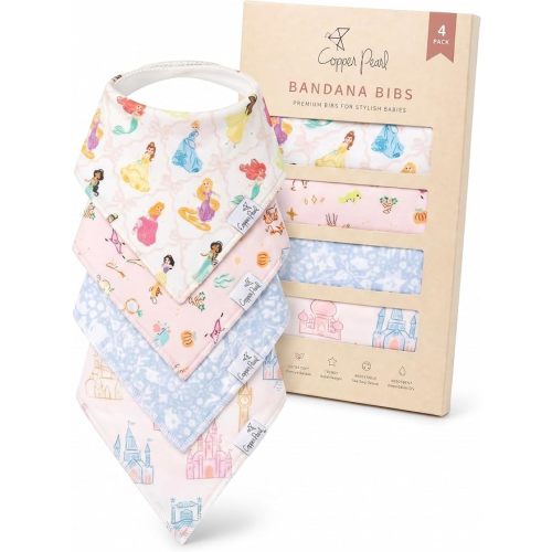 Copper Pearl Baby Bibs 4 Pack & 6 Pack, Bandana Drool Bibs for Baby Girl & Boy, Soft Cotton Bibs for Drooling and Teething