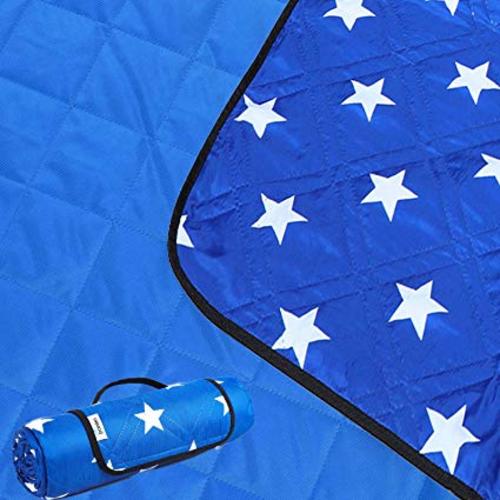 Large Waterproof Sandproof Beach Blanket, Machine Washable Picnic Blanket,Premium Comfortable Material Light Weight,Ground/Grass Mat,Folding Outdoor Camping Mat - Stars 79*59