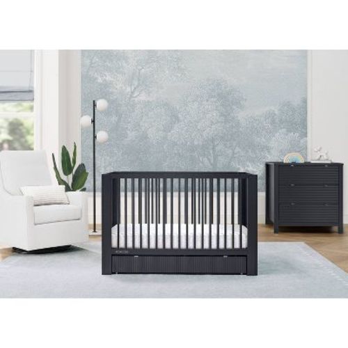 Delta Children Cassie 4-in-1 Convertible Crib with Underdrawer - Greenguard Gold Certified - Midnight Gray