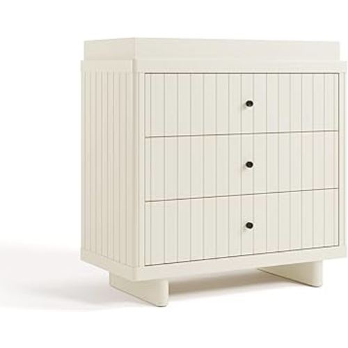 Storkcraft Kyoto 3 Drawer Chest with Topper (Frosted Oat) - GREENGUARD Gold Certified, Nursery & Kids' Bedroom Wood Chest, Interlocking Drawer System, and Easy Assembly with Pre-Installed Tracks