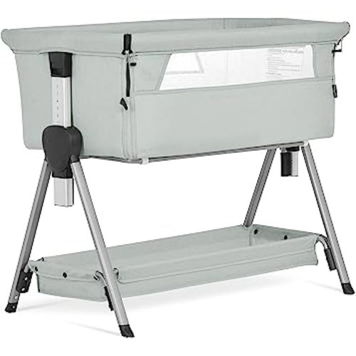 Lilly Bedside Bassinet for Baby, Lightweight and Portable Baby Bassinet, Seven Position Adjustable Height with Large Storage Area