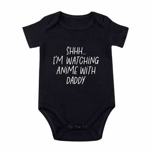 Shh I'm Watching Anime with Daddy Baby Bodysuit Funny Baby Bodysuit Unisex