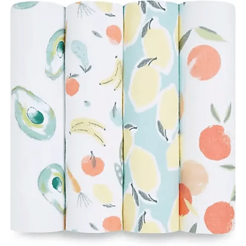 aden + anais Essentials Muslin Swaddle Blankets, Newborn Receiving Blanket for Swaddling, 100% Cotton Baby Swaddle Wrap, 4 Pack, Farm to Table