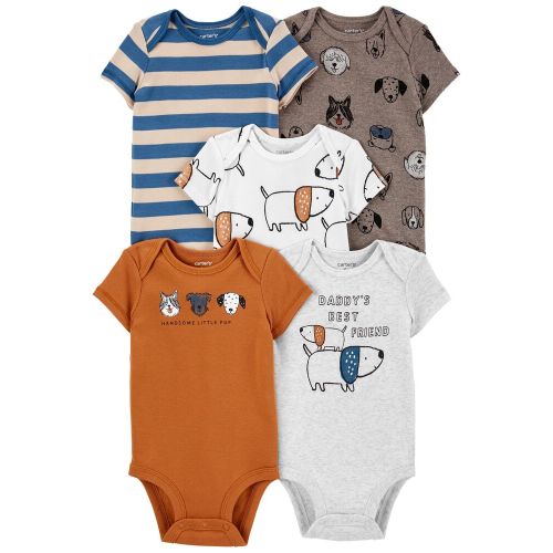 5-Pack Short-Sleeve Bodysuits - Brown