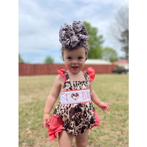 I love dad, Father’s Day, Father’s Day outfit, cow outfit, dad, love dad, girls romper, boutique romper, I love dad romper