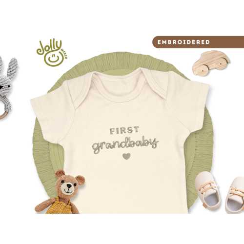 Embroidered ONESIES® Brand Baby Bodysuit, First Grandbaby Design, Perfect for Pregnancy Announcement, Baby Showers, and New Grandparents