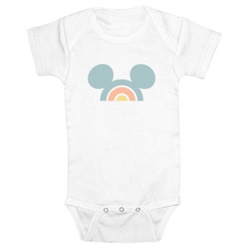 Infant's Mickey & Friends Minimalist Rainbow Onesie, Color: White, Size: 6 month