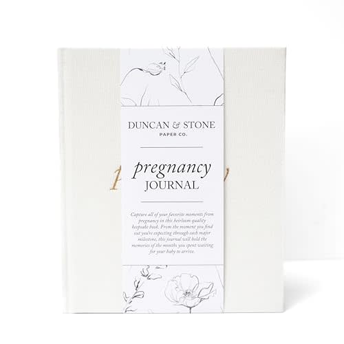 120 Pages Pregnancy Journal Book - Linen Cover Pregnancy Memory Book - Flat Lay First Time Mom Journal - Pregnancy Gifts for First Time Moms, Cream