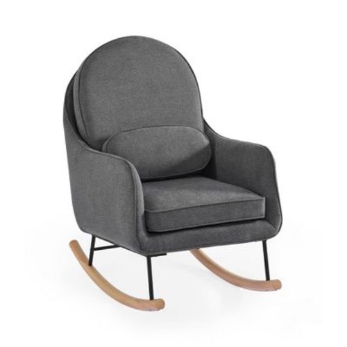 Delta Children Ella Rocker with LiveSmart Evolve Fabric - Stone Gray/Black and Natural Rocker Base
