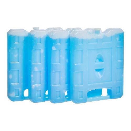 Amazon Basics Reusable Hard Sided Rectangular Ice Pack, Pack of 4, Medium, Blue, 8.3" X 6.7" X 1.2"