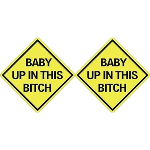 Rogue River Tactical 2X Baby Up in This Bitch Sticker Funny Auto Decal Bumper Vehicle Safety Sign for Car Truck SUV