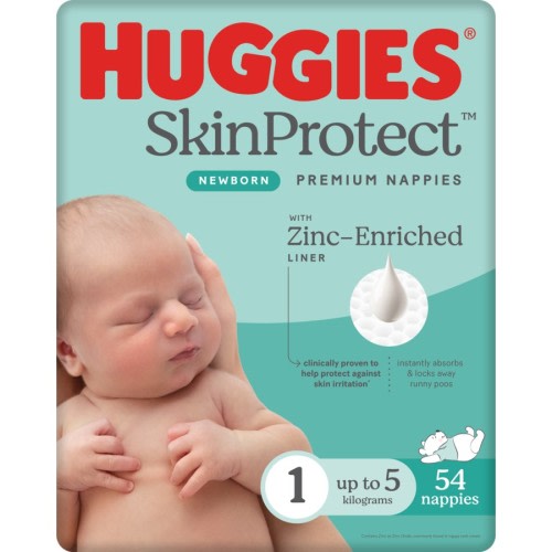 Huggies Newborn Nappies Size 1 (up to 5kg) 54 Pack