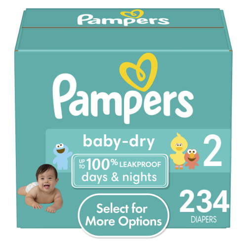 Pampers Baby Dry Baby Diapers Size 2, 234 Count (Select for More Options)