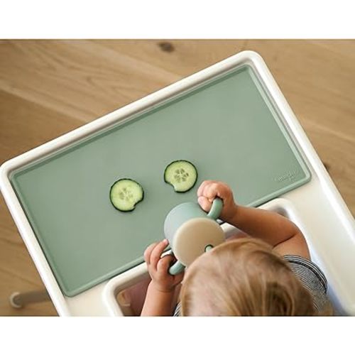 Smack Fun Silicone Placemats for Home and On-The-Go | Stain Resistant Non-Slip Toddler & Baby Mat | fits IKEA® High Chair (Cambridge Blue)