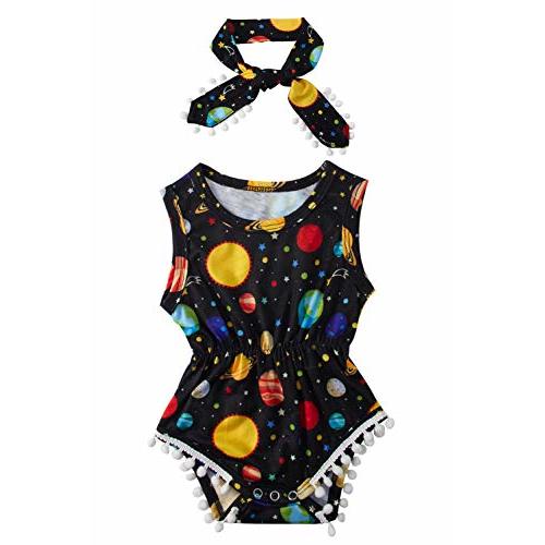 Baby Girl Clothes 0-24 Months Floral Sleeveless Baby Cowgirl Newborn Romper Jumpsuit Outfit Set with Headband