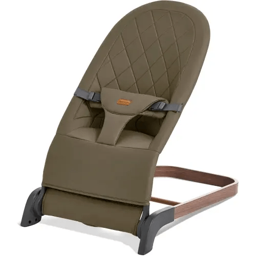 Foldable Baby Bouncer, Baby Bouncer Seat with 3 Adjustable Heights, Portable Newborn Rocker, Ergonomic Bouncer Seat for Natural Bounce, Bouncer for Babies 0-6 Months, Soft Cotton (Green)