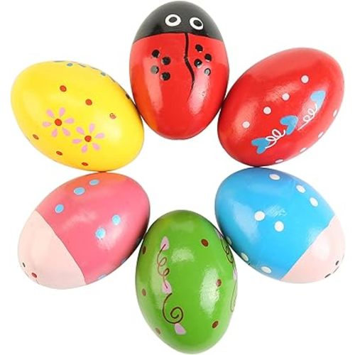 6Pcs Wooden Egg Shakers Hand Musical Maracas Percussion Instruments