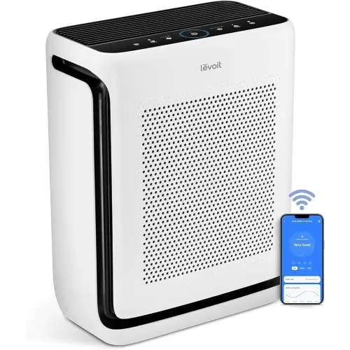 LEVOIT Air Purifiers for Home Large Room Up to 1878 Ft² with Washable Pre-Filter, AHAM VERIFIDE, Air Quality Monitor, HEPA Sleep Mode for Allergies, Pet Hair in Bedroom, Vital 200S-P, White
