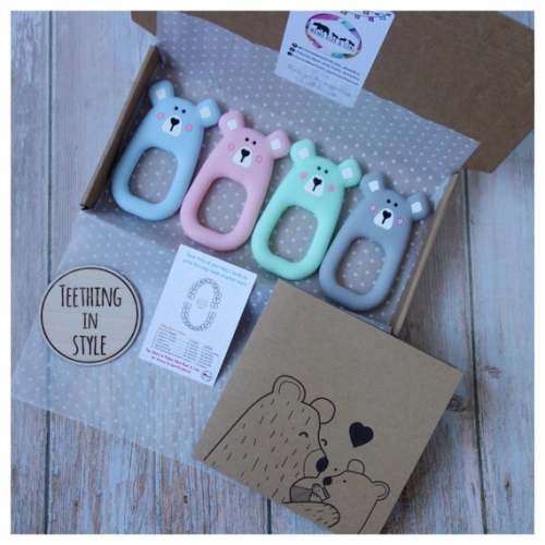 Bear Silicone Teether Teether BPA Free Teething Ring Baby