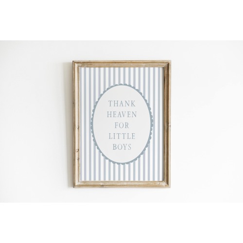 Thank Heaven for Little Boys Nursery Wall Art Vintage Soft Blue Nursery Scalloped Art Print Farmhouse Boy Nursery Wall Decor HEA3-A1