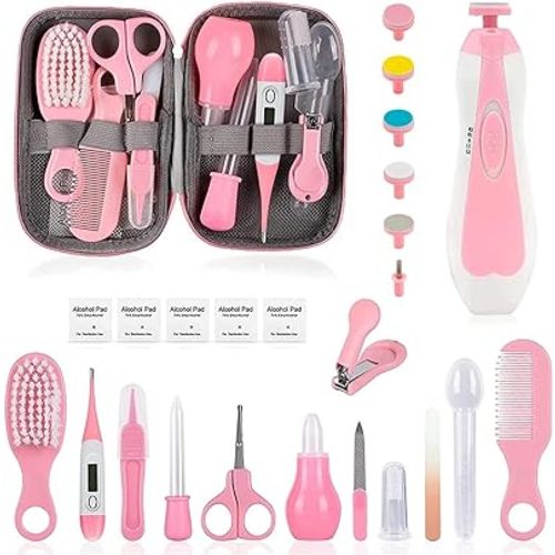 Baby Grooming Kit, Infant Safety Care Set with Hair Brush Comb Nail Clipper Nasal Aspirator,Baby Essentials Kit for Newborn Girls Boys