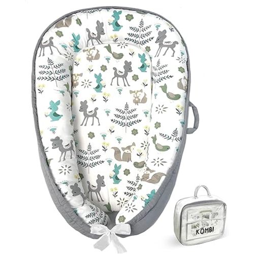 Baby Lounger for Newborn 0–24 Months, Baby Pillow & Baby Nest Lounger, Organic Cotton Breathable Infant Pillow, Portable Baby Nest for Home & Travel (Light Grey)