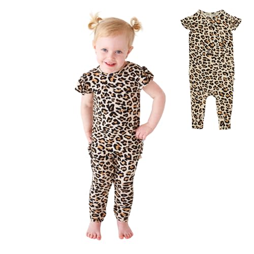 Posh Peanut Baby Girl Pajamas – Ruffled Cap Sleeve Romper PJs – Soft Viscose from Bamboo One-Piece for Babies & Toddlers