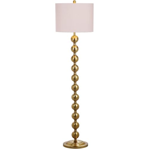 SAFAVIEH Lighting Collection Reflections Modern Farmhouse Stacked Ball Brass 59-inch Living Room Bedroom Home Office Standing Floor Lamp (LED Bulb Included)