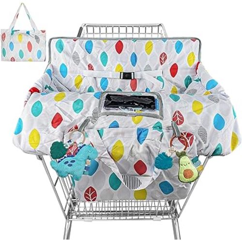 Shopping Cart Cover for Baby High Chair Cover Grocery Cart Cover for Baby Girl Boy Toddler Colorful Leaves Portable Shopping Cart Cover with Safety Harness