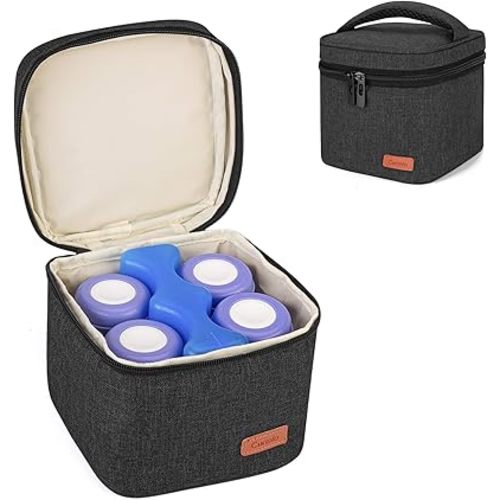 CURMIO Breastmilk Storage Bag for 4 Bottles up to 5 Oz, Insulated Mini Cooler Bag for Baby Bottles, Bottle Warmer On the Go for Daycare, Bag Only, Black