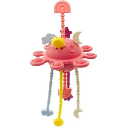 Food Grade Silicone Pull String Baby Toy, Montessori Pull String Sensory Toy(Navy Blue)