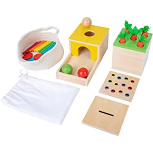 Amazon.com: Montessori Box Toys Toddler Play Kit Coin Box, Carrot Harvest Game and Matchstick Color Drop Game (4-for-1) : Toys & Games