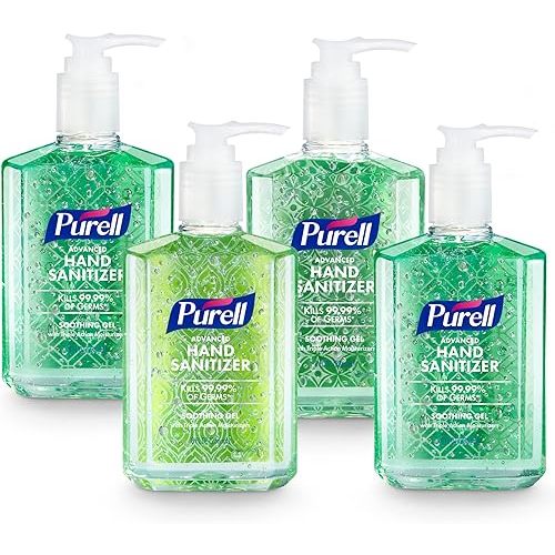 PURELL Advanced Hand Sanitizer Soothing Gel, Fresh Scent, 8 fl oz Pump Bottle (Pack of 4), 9674-06-ECDECO