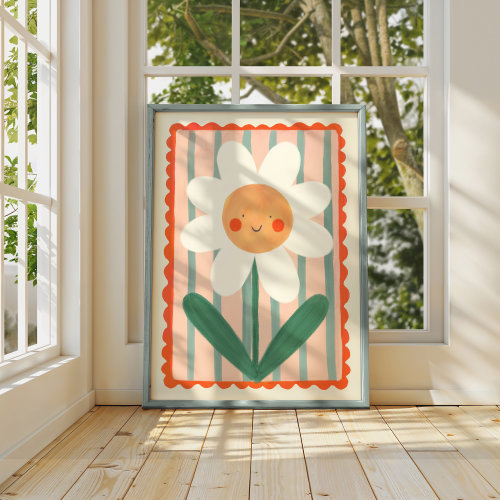 Smiley Flower / Flower illustration / Eco / Nursery Art / Kids Room / Art / Print / Gifts for Her / kids / Flowers / Colour Pop / Bright