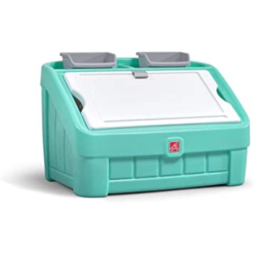 Step2 2-in-1 Toy Box and Easel Lid for Kids, Playroom Storage and Organizer, Lid Coverts to Art Table, Ages 2+ Years Old, Mint