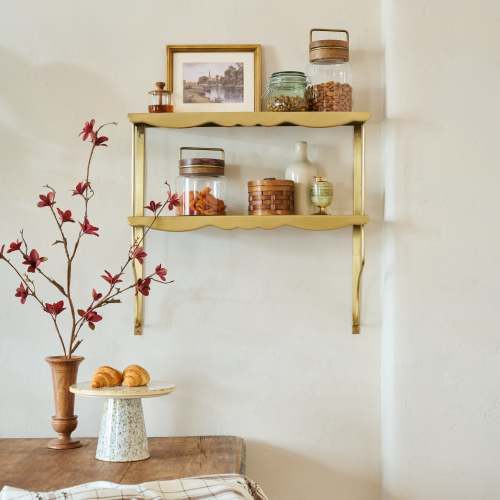 Rosalie Double Brass Scalloped Shelf
