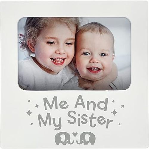 Kate & Milo Me and My Sister Frame, Baby Keepsake Frame, Sibling Picture Frame, Big Brother or Big Sister Gift, Elephants
