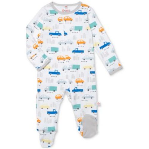 Baby Boys Magnetic Printed Cotton Footed Coverall