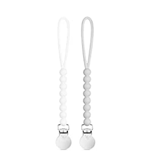 Ryan & Rose Cutie Clip 2 Pack - Pacifier Clip Holder Silicone (Judy-White/Judy-Grey) : Baby