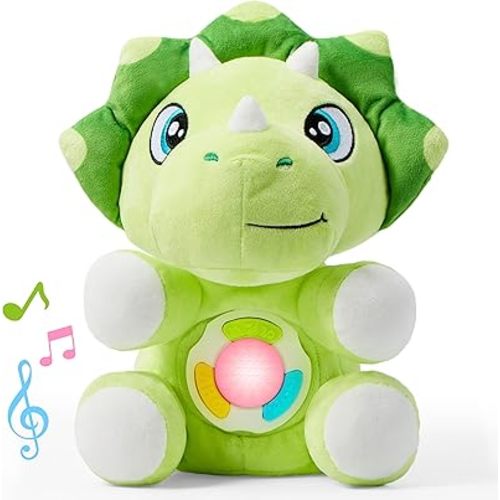 JOYIN Musical Dinosuar Plush Baby Toy, Stuffed Animal with Music & Light, Baby Musical Soft Plush Toys for Infant Babies, Christmas Birthday Gifts for Boys and Girls 6+ Months