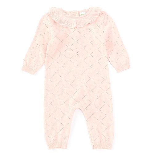 Little Me Baby Girls 3-9 Months Long-Sleeve Diamond-Pattern Coverall